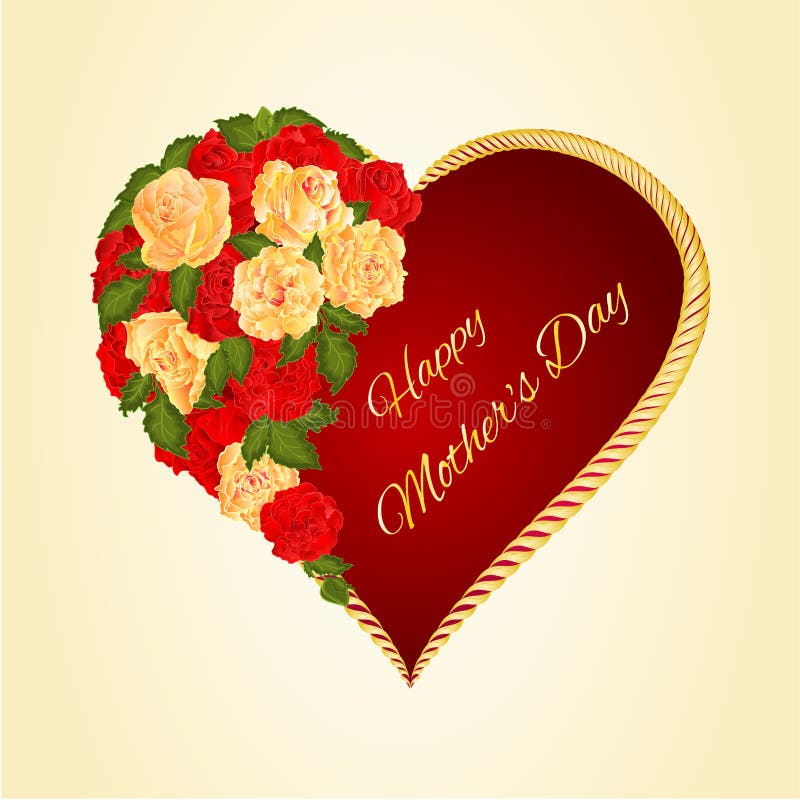 Download Happy Mother's Day Heart With Roses Vector Stock Vector ...