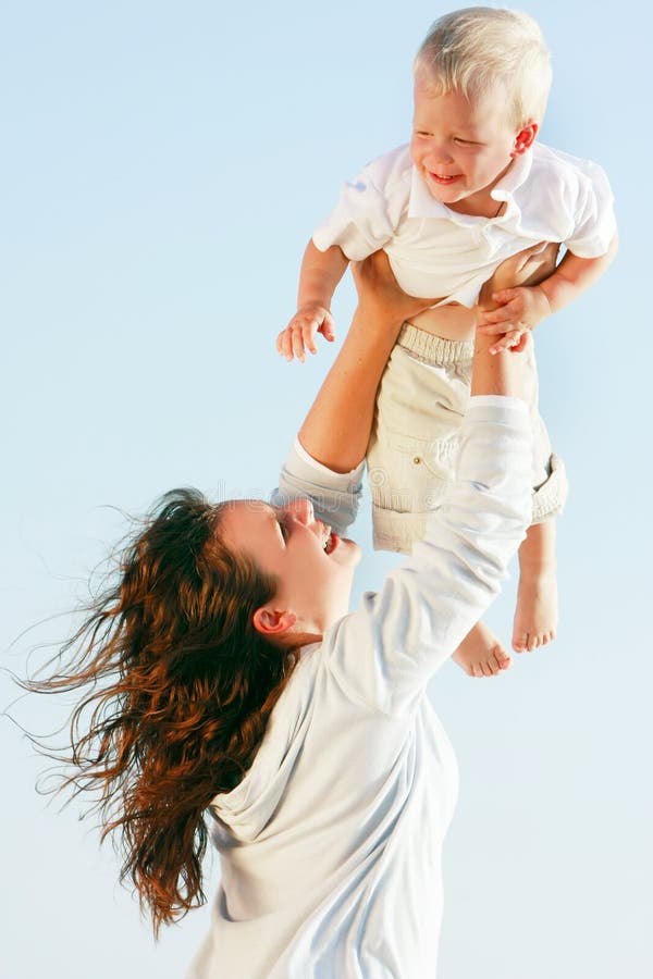 Happy mother and son