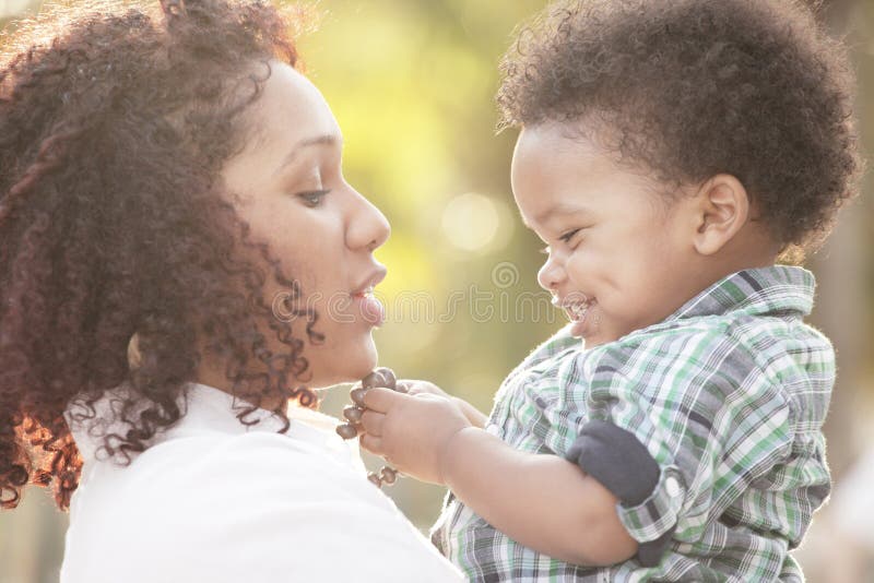 Happy mother and son