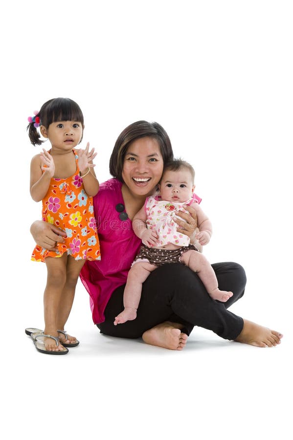 Happy mother with two sweet girls