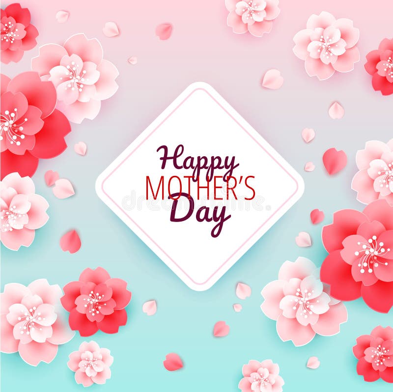 Happy Mothers Day background with flowers - vector illustration