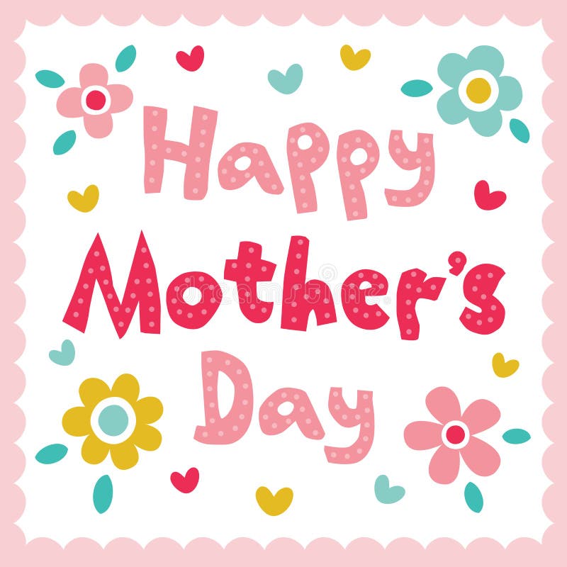 Happy Mothers Day card stock vector. Illustration of childish - 36422600