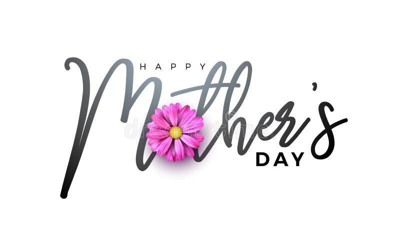 Happy Mothers Day Greeting card design with flower and typography letter on white background. Vector Celebration