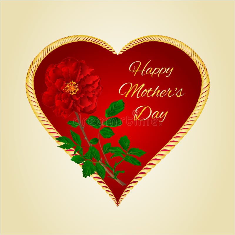 Download Happy Mothers Day Heart With Red Rose Vector Stock Vector ...