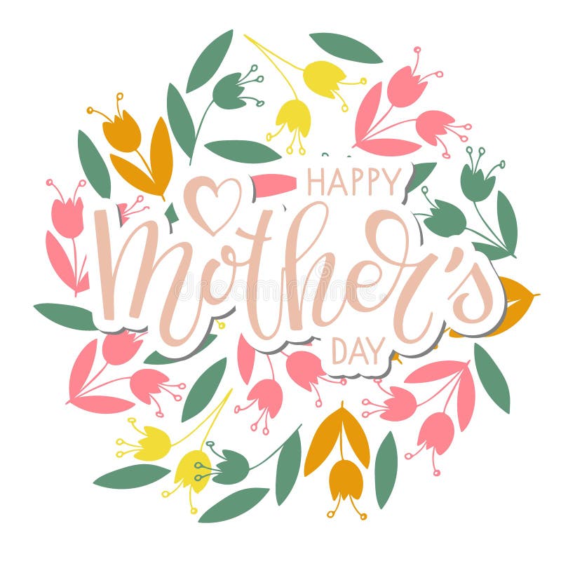 My 1st Mothers Day Text Template. Handwritten Calligraphy on Bright ...