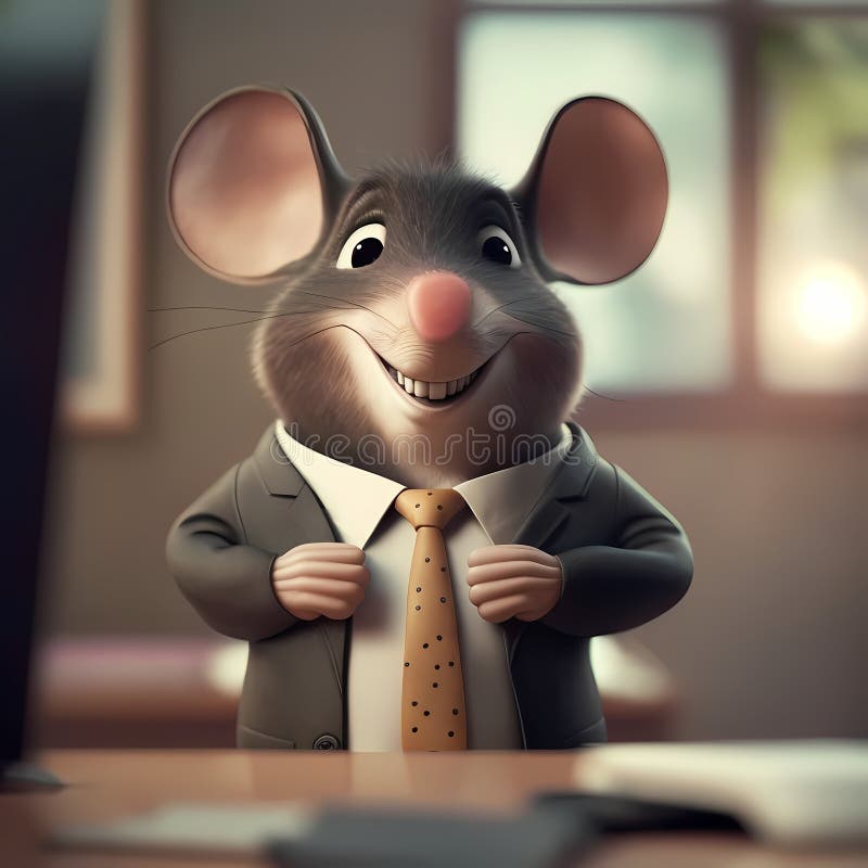 Happy Mouse Businessman Frame In Office. Generative AI royalty free illustration