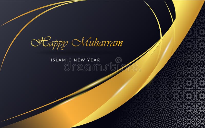 Happy Muharram Background Concept 2 Dark Grey & Gold Stock Vector -  Illustration of circle, dark: 194178456