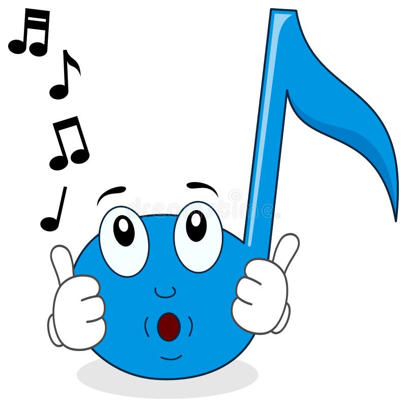 Happy Music Note Character Whistling
