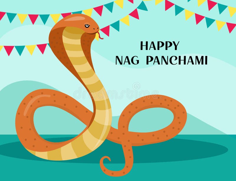 Happy Nag Panchami Greeting Card with King Cobra. Snake Festival in India Stock Vector - Illustration of celebration, mythological: 220546513 Happy Nag Panchami Greeting Card with King Cobra. Snake Festival in India Stock Vector - Illustration of celebration, mythological: 220546513