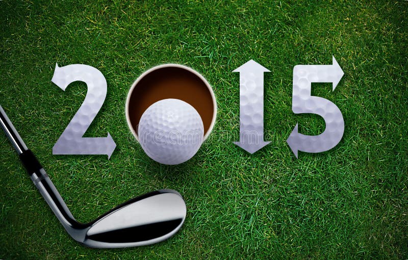 Felice di Golf Nuovo anno 2015, palla da Golf putter di erba verde, lo stesso concetto disponibili per il 2016 e il 2017 anno.