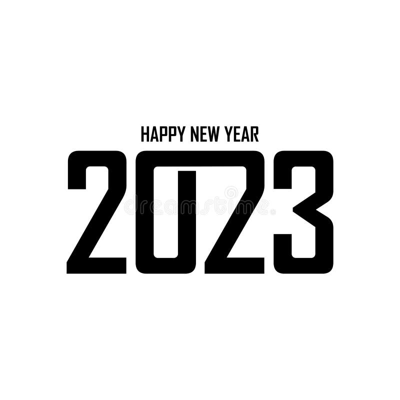 Happy New Year 2023 Festive White Background Black Numbers Flat Style 258412476 