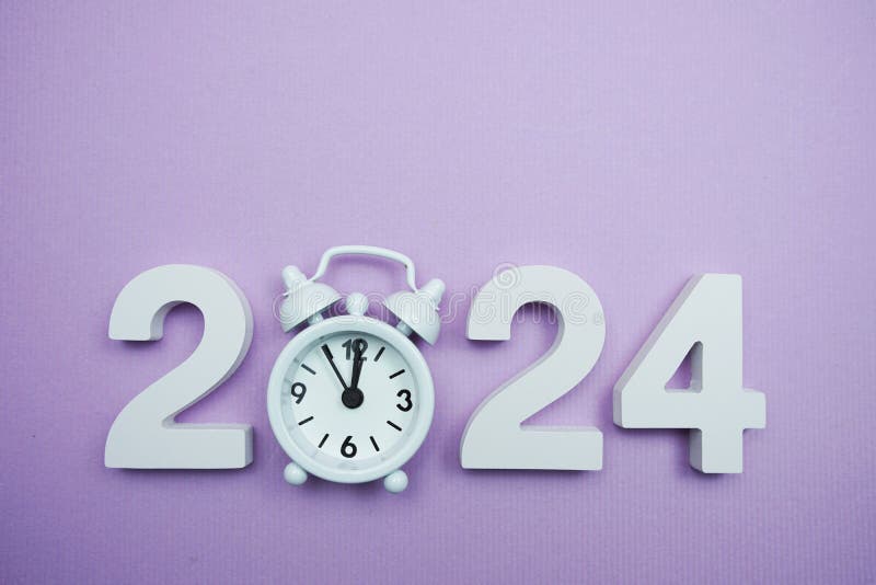 Happy New Year Alarm Clock Purple Background 257875364 