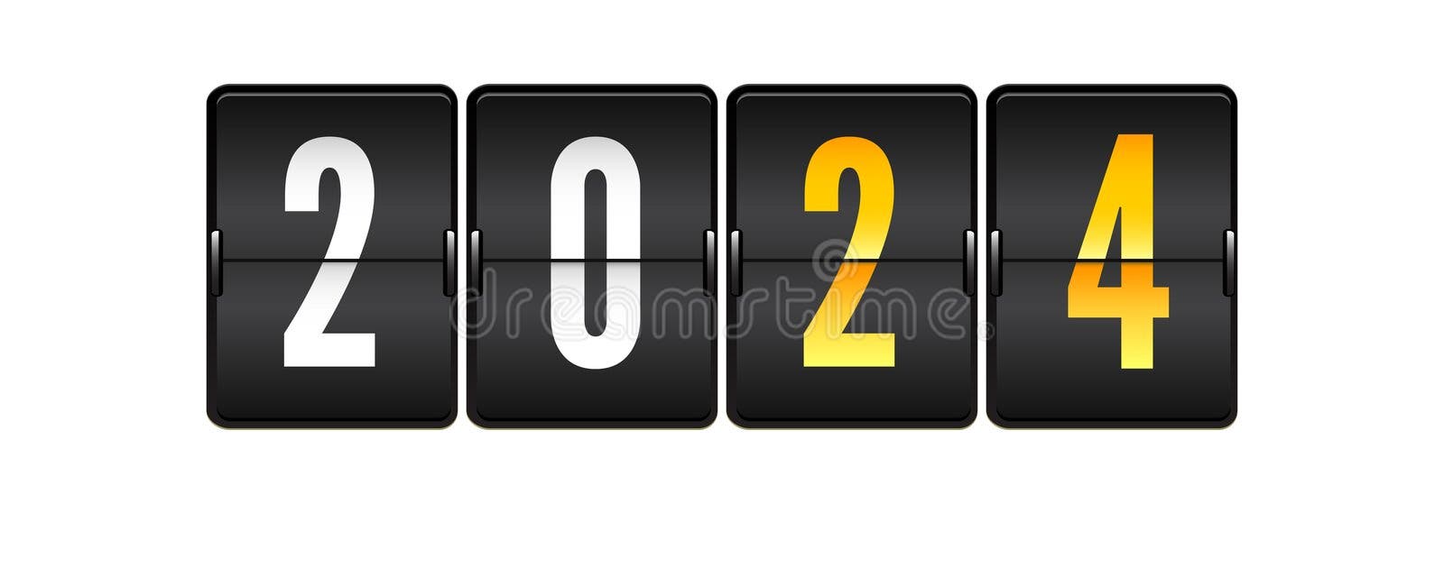 Happy New Year 2024. Golden Glittering Numbers and Russian Text Happy