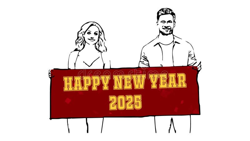 Happy New Year 2025 Animation Digital banner royalty free illustration