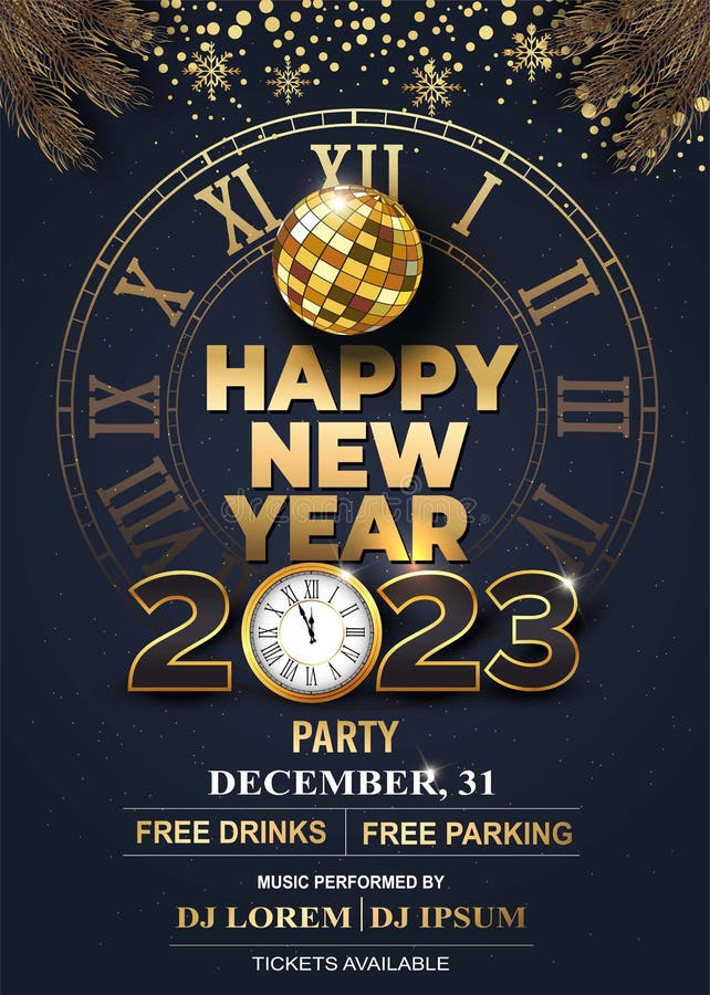 2023 Happy New Year Background for Your Flyers and Greetings Card or New  Year Themed Party Invitations Stock Vector - Illustration of festive,  black: 260489239