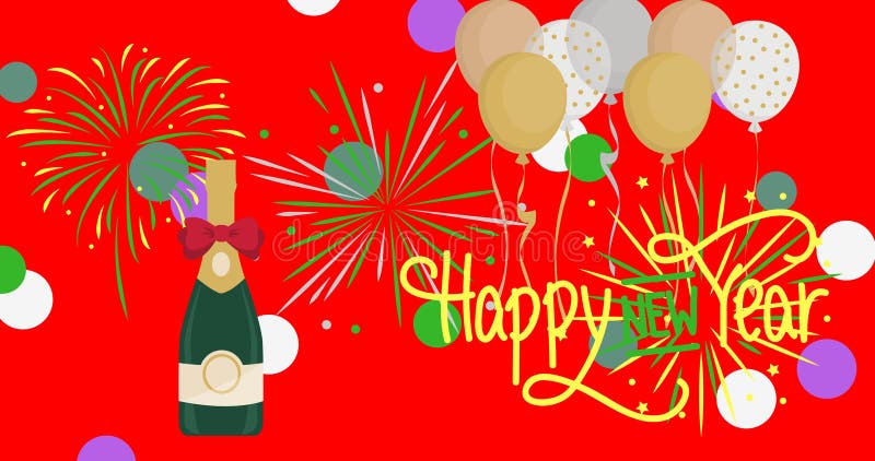 Happy New Year Banner on Red Background Stock Photo - Image of year, banner:  167596718