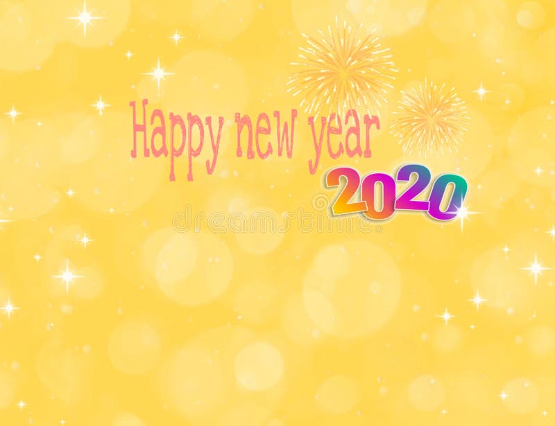 Happy new year 2020 card with bokeh background. Of  isolated in bokeh background. , , , , , , , moon, , , , indoors, red, blue, yellow, white, black, orange royalty free illustration