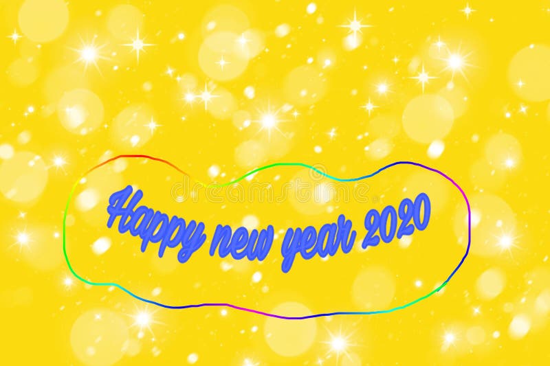 Happy new year 2020 card with bokeh background. Of  isolated in bokeh background. , , , , , , , moon, , , , indoors, red, blue, yellow, white, black, orange stock illustration
