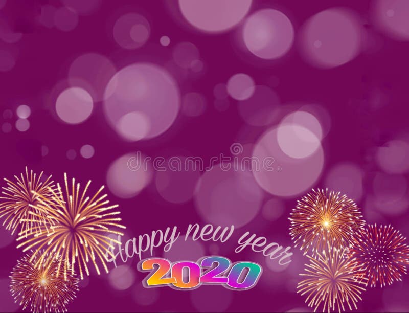Happy new year 2020 card with bokeh and fireworks vector illustration Happy new year 2020 card with bokeh and fireworks vector illustration
