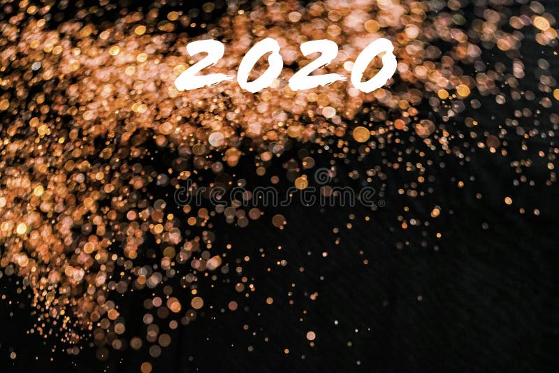 Happy new year 2020 card with bouquet. Happy, new, year, 2020, card, celebrate, two, zero, black, bouquet, yellow, red, golden, silvered, elegant, indoors stock photography
