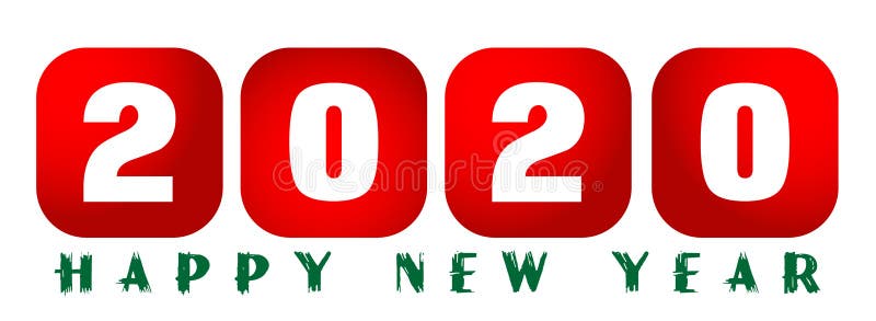 Happy New Year 2020 card and colorful Red greeting text design in colored on white background vector illustration Happy New Year 2020 card and colorful Red greeting text design in colored on white background vector illustration