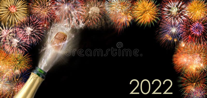 Happy new year 2022 with champagne royalty free stock photos