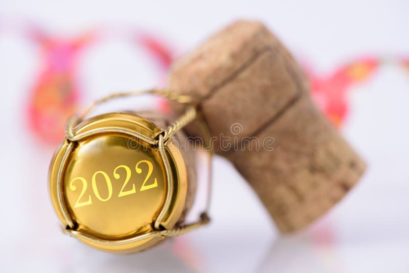 Happy new year 2022 with champagne cork royalty free stock images