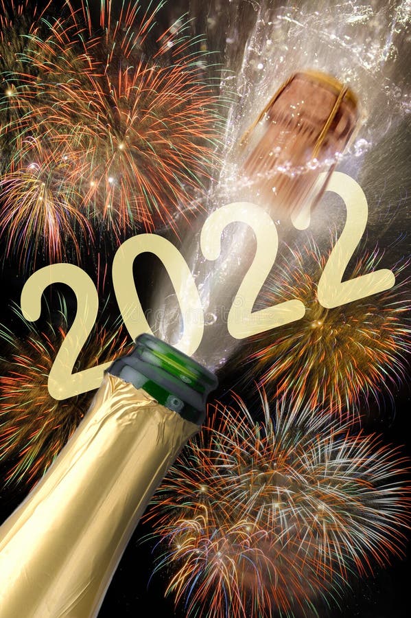 Happy new year 2022 with champagne royalty free stock photo