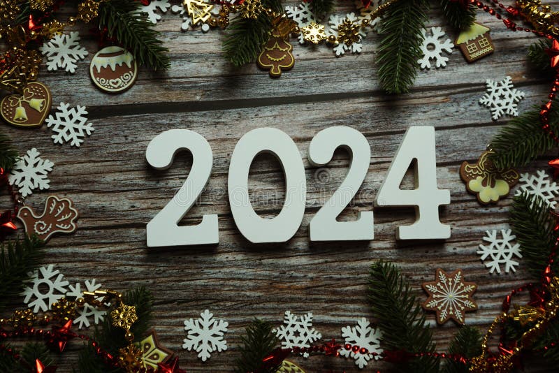 2024 Happy New Year with Christmas Lantern Decorative with Space Copy ...