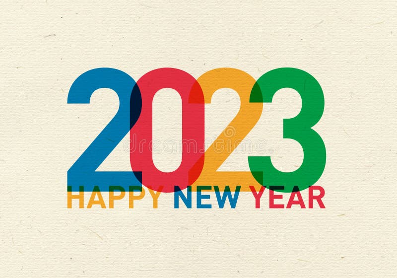 Happy new year 2023 colorful vintage card from the world. 2023 Happy new year vintage card from the world in different languages and colors