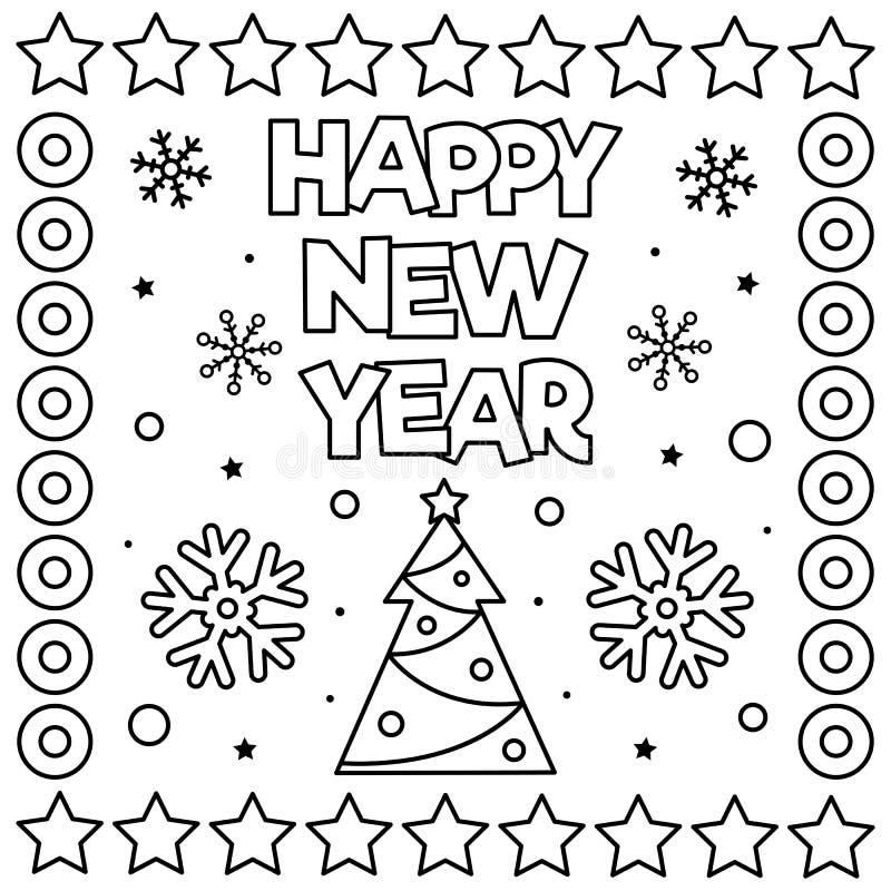 Happy New Year. Coloring Page. Vector Illustration. Stock Vector