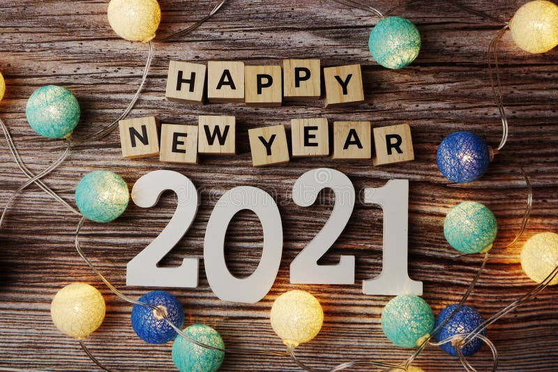 Happy New Year 2023 Decorate with LED Cotton Ball on Wooden Background  Stock Image - Image of july, event: 227265567
