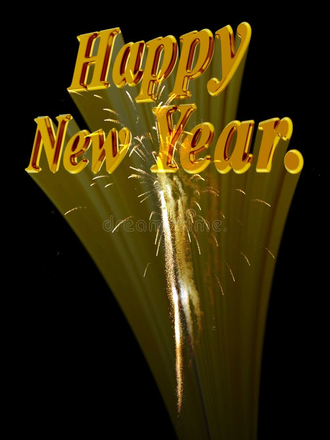 Happy new year with fireworks. stock illustration