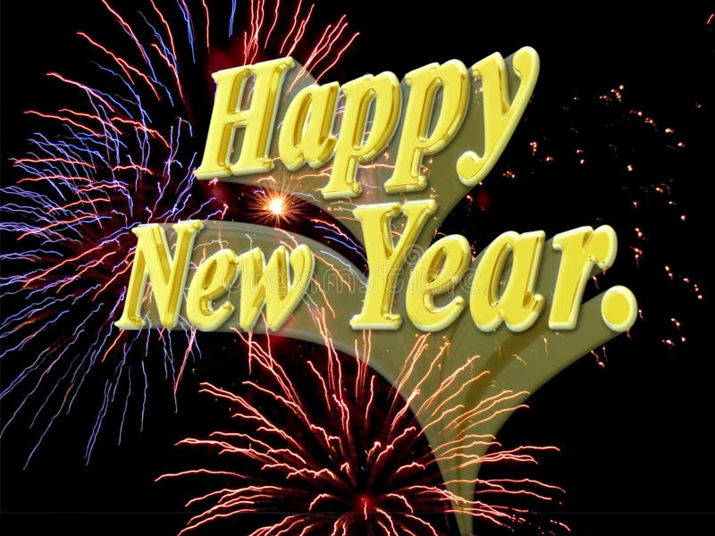 Happy new year with fireworks. royalty free illustration