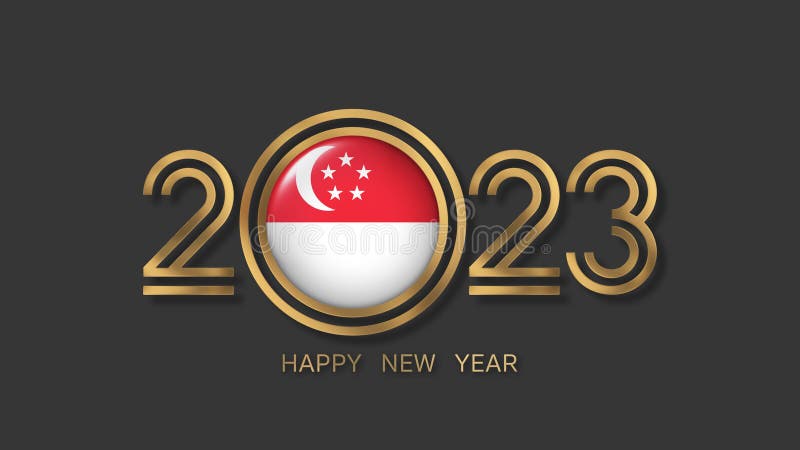 Happy New Year 2023 Singapore Flag Wallpaper and Background, with the  Singaporean Flag Stock Illustration - Illustration of singapore, minimal:  264484700