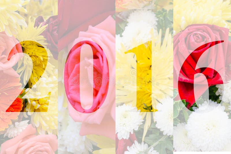 Happy New Year 2016 in Flower Theme vector illustration
