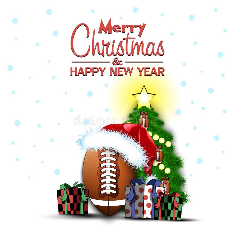 Happy New Year. Football Ball and Christmas Tree Stock Vector
