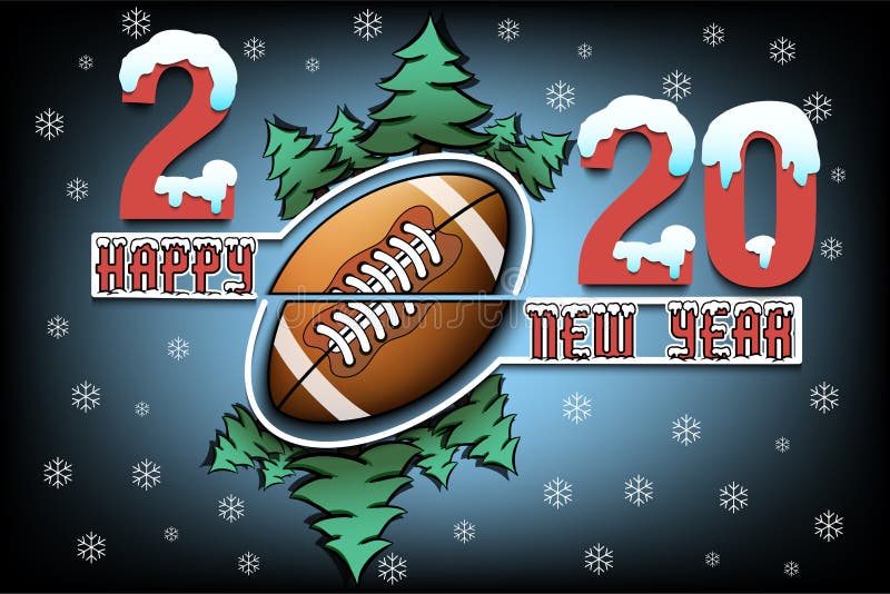 Happy New Year 2020 and Football Ball Stock Vector Illustration of