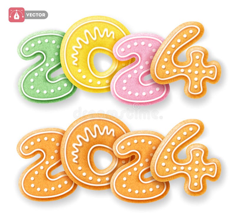 The Year 2024, Year of the Dragon, Vector New Year Greeting Symbol with