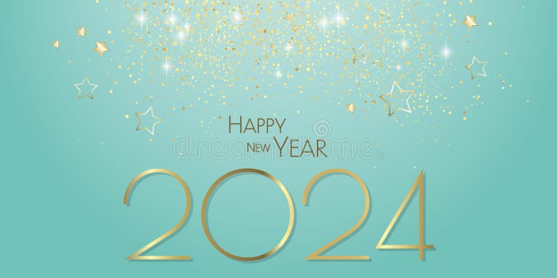 happy new year 2024 - Glitter gold stars background - party festive design