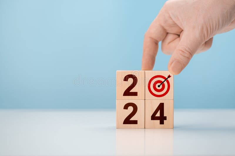 2024 Happy New Year. 2024 Goal, Plan, Action Alphabet Letter on Wooden