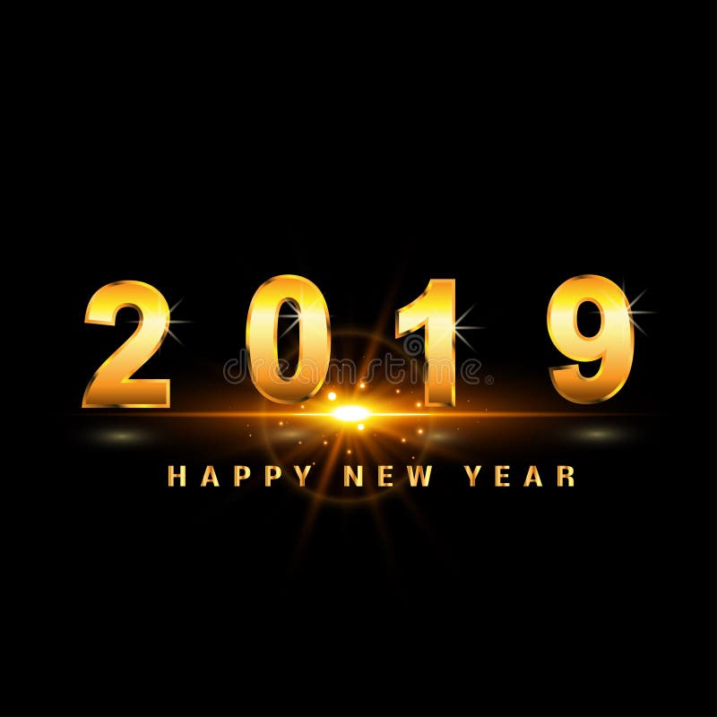 Happy New Year 2019 gold with background effect vector illustration Happy New Year 2019 gold with background effect vector illustration