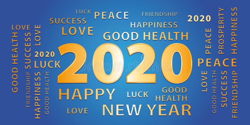 2020 Happy New Year Gold and Blue Banner. Stock Vector ...