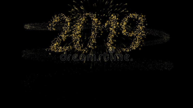 Happy New Year 2019 gold firework card animation