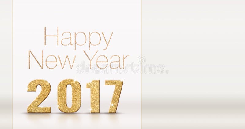 Happy new year 2017 gold glitter texture on white studio room ba