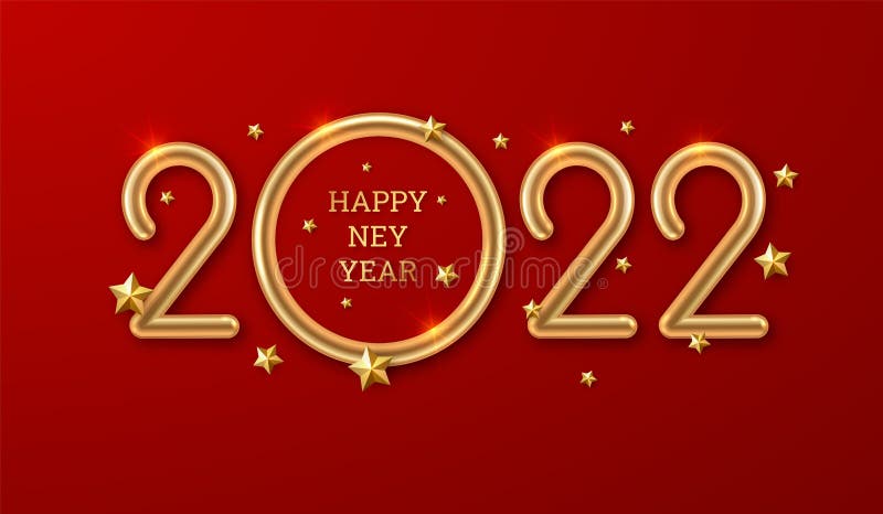 2022 Happy New Year. Gold Glittering Numbers on a Red Background Stock  Vector - Illustration of anniversary, 2022: 226708681