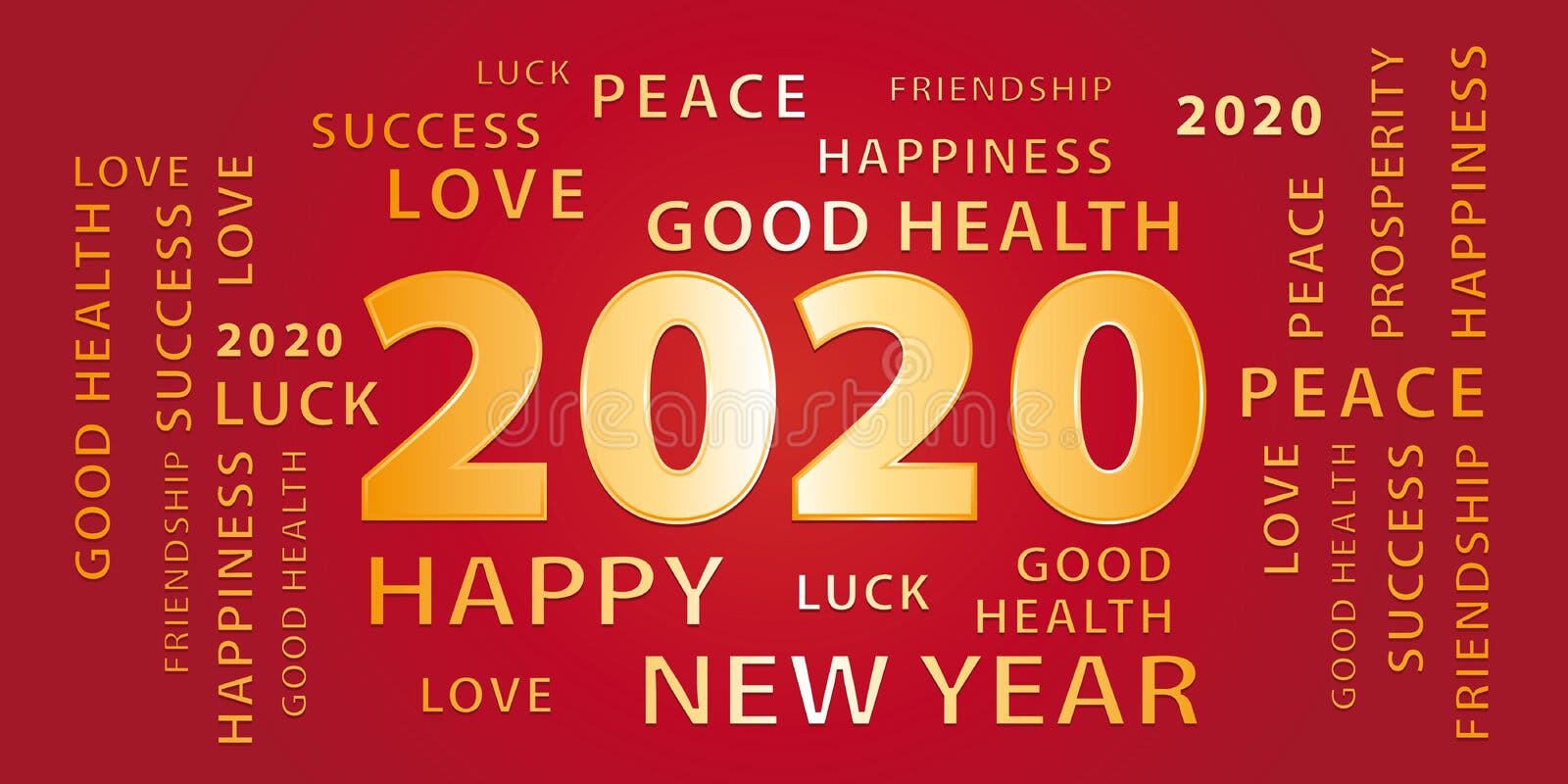 2020 Happy New Year Silver and Red Banner. Stock Vector ...