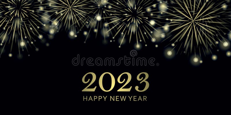 Happy New Year 2023 Golden Firework on Night Background Stock Photo - Image  of party, surprise: 254946706