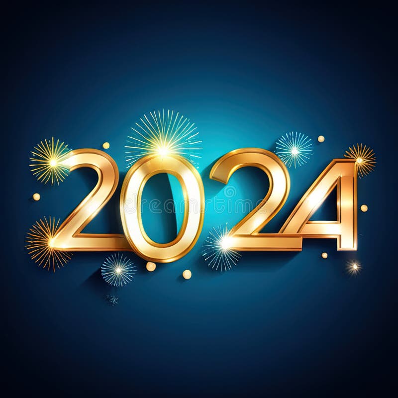 Happy New Year 2024 with Colorful Numbers and Background. Premium