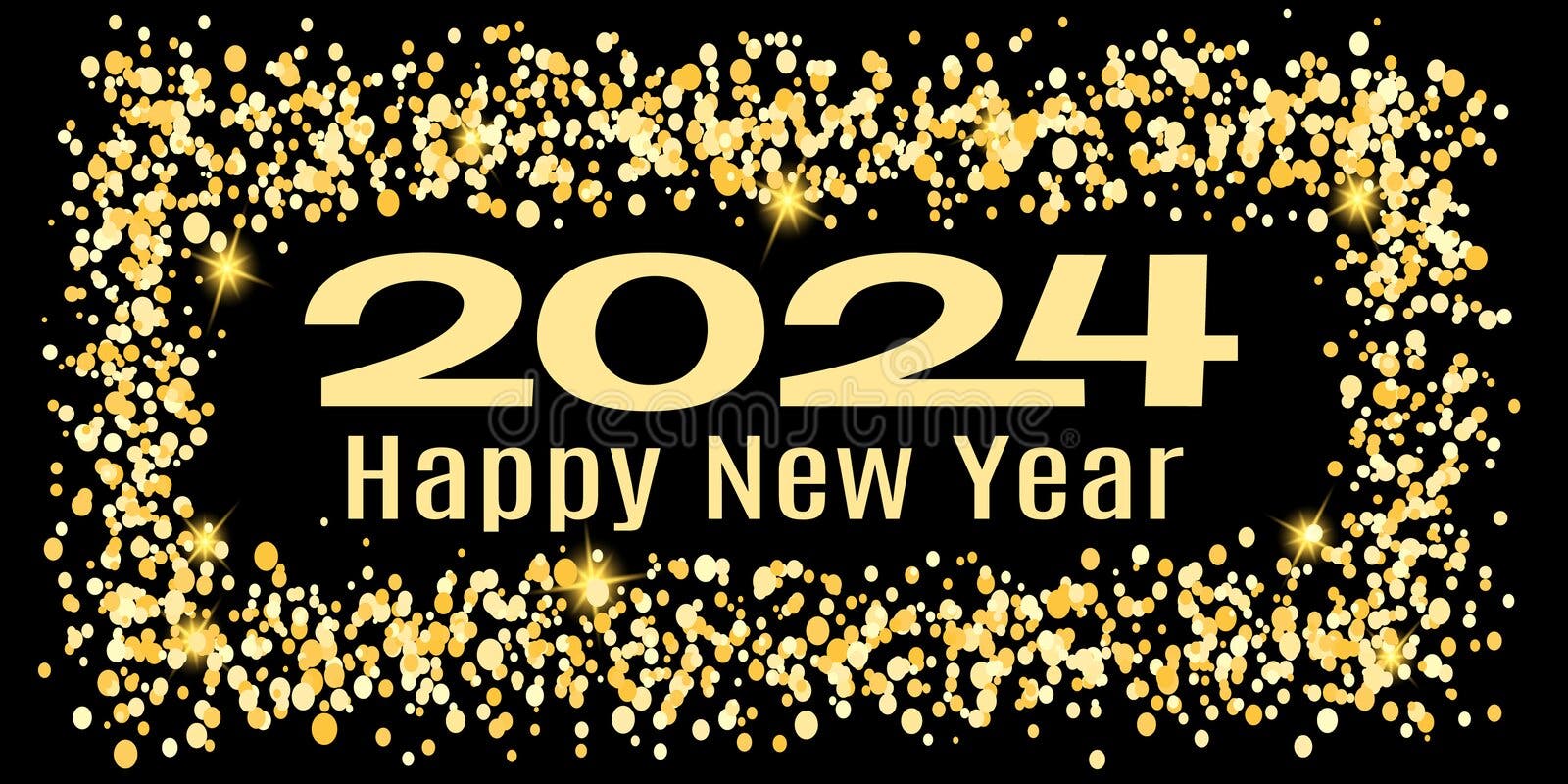 2024 Happy New Year Handwritten Lettering, Modern Brush Ink Calligraphy